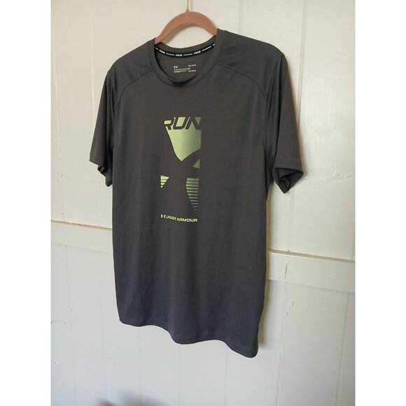 Under Armour Fitted HeatGear CoolSwitch RUN Graphic Athletic Shirt Mens L Gray - Picture 12 of 16